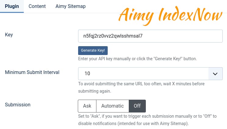 Alternative Aimy IndexNow Aimy Sitemap integration configuration