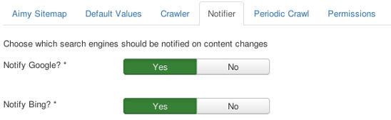 Aimy Sitemap notifying Google and Bing