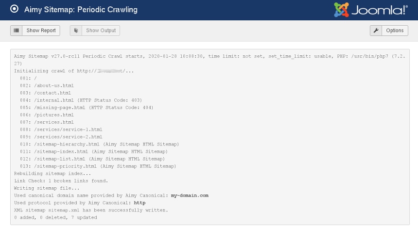 Last Periodic Crawl - Command Line Output